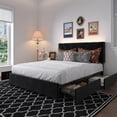 thumbnail image 1 of Novilla Full Size Bed Frame with Headboard, Full Size Bed Frame with Drawers, Full Bed Frame with LED Lights, Charging Station and Adjustable Headboard, No Box Spring Needed, Black Velvet, 1 of 23