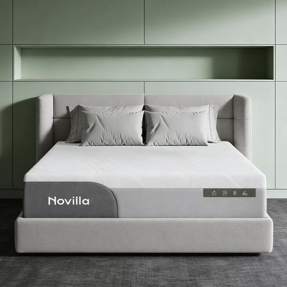 Novilla GreyZen 14 inch King Medium Gel Memory Foam Mattress,Adult