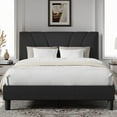 thumbnail image 1 of Novilla King Bed Frame and Headboard, Linen Upholstered King Size Bed Frame with Wood Slats Support, No Box Spring Needed, Heavy Duty Feet, Easy Assembly, Black, 1 of 1