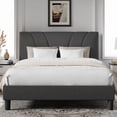 thumbnail image 1 of Novilla King Bed Frame and Headboard, Linen Upholstered King Size Bed Frame with Wood Slats Support, No Box Spring Needed, Heavy Duty Feet, Easy Assembly, Grey, 1 of 6