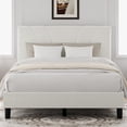 thumbnail image 1 of Novilla Queen Bed Frame with Headboard, Bed Frame Queen Size with Wood Slats Support,Linen Upholstered Adjustable Headboard, No Box Spring Needed, Heavy Duty Feet, Easy Assembly, White, 1 of 7