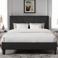 thumbnail image 1 of Novilla Queen Bed Frame with Headboard, Bed Frame Queen Size with Wood Slats Support,Linen Upholstered Adjustable Headboard, No Box Spring Needed, Heavy Duty Feet, Easy Assembly, Dark Grey, 1 of 8