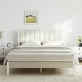 thumbnail image 1 of Novilla Queen Bed Frame with Piano Keys Headboard and Footboard, Metal Platform Bed Frames Queen Size, No Box Spring Needed, Easy Assembly, Steel Slats Support, Velvet White, 1 of 8