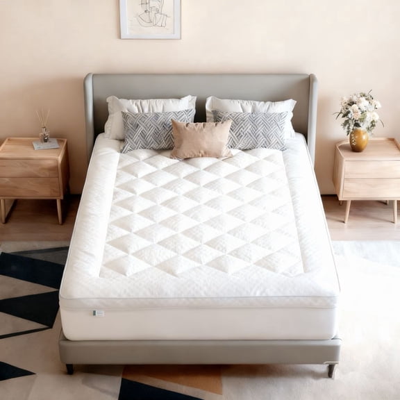 Novilla Queen  Fluffy Filled Mattress Topper, Extra Thick Hotel Luxury Pad, Back Pain Relief, Breathable Fluffy Down Alternative Fill, 8-21 Inch Deep Pocket, Oatmeal