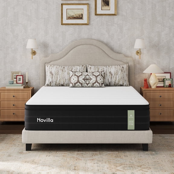 Novilla Queen Mattress in a Box, 10 Inch Cooling Hybrid Mattress with Upgraded Pocketed Coils & Gel Memory Foam, Enhanced Support, Reinforced Edge, Motion Isolation, Pressure Relief, CertiPUR-US