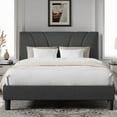 thumbnail image 1 of Novilla Queen Size Bed Frame Upholstered Platform Queen Bed Frame with Adjustable Headboard, Strong Weight Capacity, No Box Spring Needed, Easy Assembly, Grey, 1 of 8