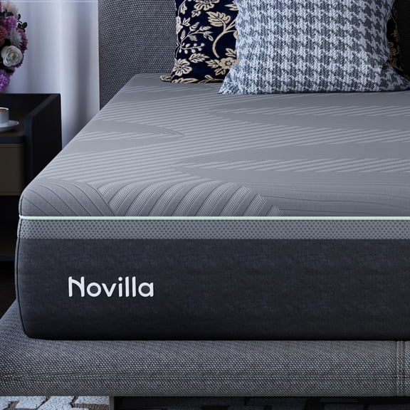 Novilla Queen Size Mattress 12 Inch, Gel Memory Foam Mattress Queen with AiryFlow Cooling System for Cool Night, Pressure Relief, Ergonomic Support for Spinal Alignment, CertiPUR-US, Medium Firm