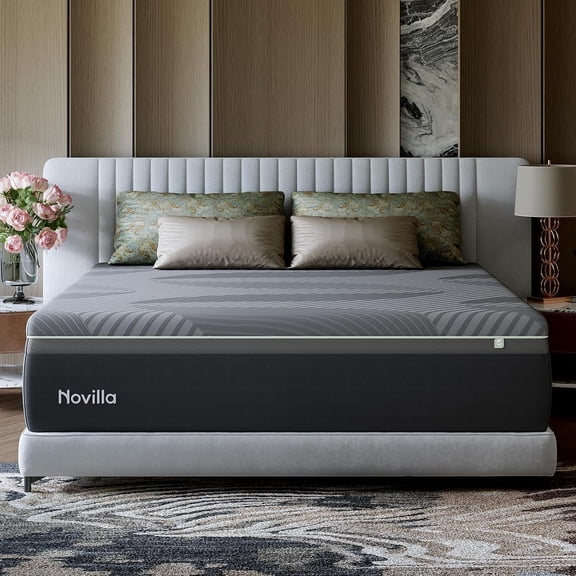 Novilla Queen Size Mattress 12 Inch, Gel Memory Foam Mattress Queen with AiryFlow Cooling System for Cool Night, Pressure Relief, Ergonomic Support for Spinal Alignment, CertiPUR-US, Medium Firm