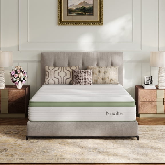 Novilla Snowfall 10 inch Bed in a Box Adult Pocket Spring Hybrid Mattress, Twin Size