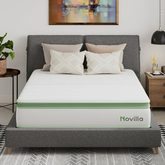 Novilla Snowfall 10 inch Bed in a Box Adult Pocket Spring Hybrid Mattress, Twin Size