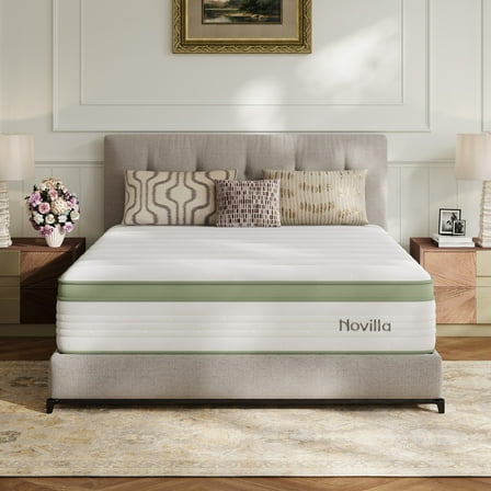 Novilla Snowfall 12 inch Queen size Mattress in a Box, Hybrid Medium Support Mattresses, Pocket Spring and CertiPUR-US, Pressure Relief & Motion Isolation