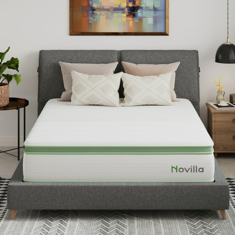 Novilla Snowfall 14 inch Full Size Mattress in a Box, Hybrid