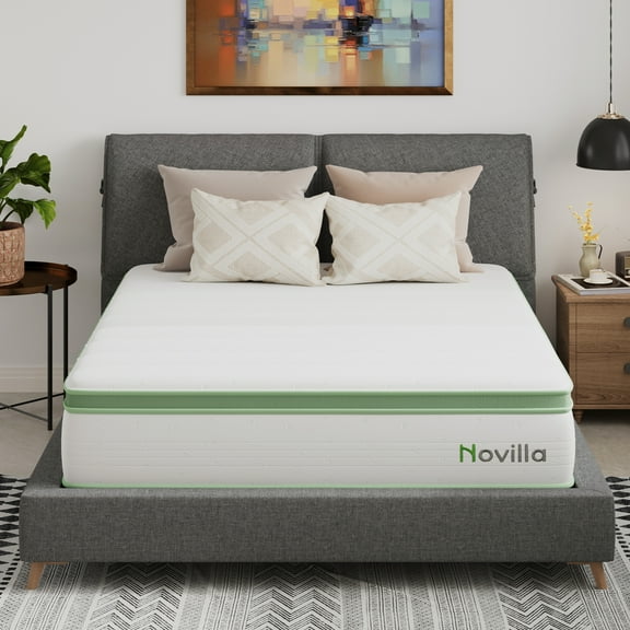 Novilla Snowfall 14 inch King Size Mattress in a Box, Hybrid Medium Support Mattresses, Pocket Spring and CertiPUR-US, Pressure Relief & Motion Isolation
