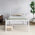 thumbnail image 1 of Novilla Twin Bed Frame with Headboard and Footboard, 14 Inch Metal Platform Bed Frame with Under Bed Storage, No Box Spring Needed, Strong Metal Slats Support, White, 1 of 7