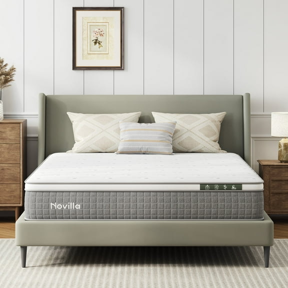 Novilla Vela 10 inch Queen Mattress, Hybrid Mattresses with Cooling Gel Memory Foam in a Box, Pressure Relief, CertiPUR-US Certified