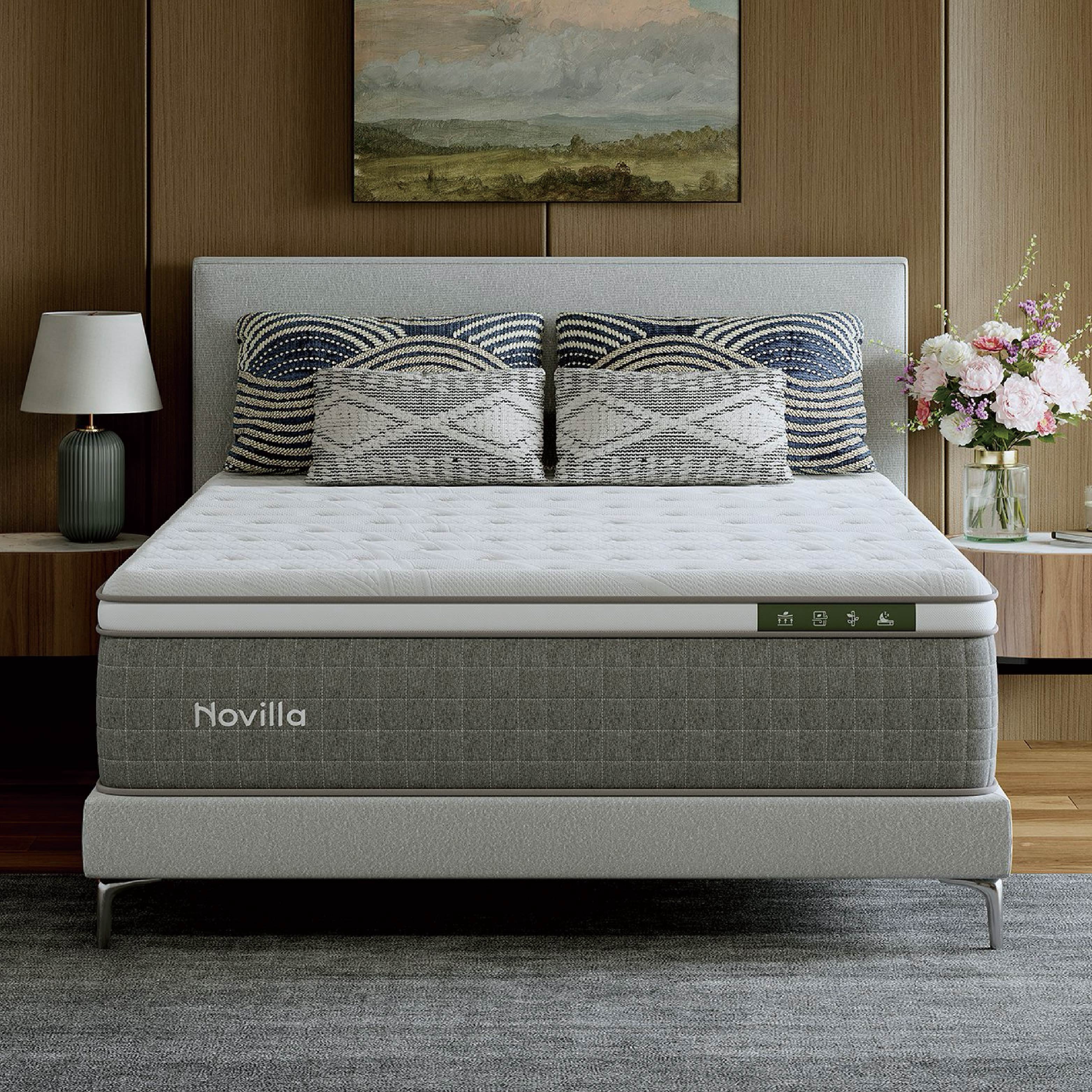 Novilla Vela 12 inch Queen Mattress, Hybrid Mattresses with Cooling Gel Memory Foam in a Box, Pressure Relief, CertiPUR-US Certified
