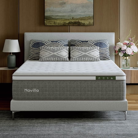 Novilla Vela 12 inch Queen Mattress, Hybrid Mattresses with Cooling Gel Memory Foam in a Box, Pressure Relief, CertiPUR-US Certified