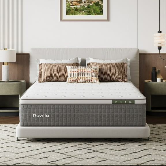 Novilla Vela 14 inch Full Mattress, Hybrid Mattresses with Cooling Gel Memory Foam in a Box, Pressure Relief, CertiPUR-US Certified