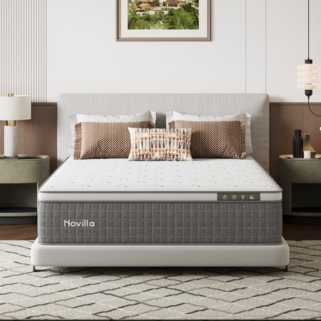 Novilla Vela 14 inch Queen Mattress, Hybrid Mattresses with Cooling Gel Memory Foam in a Box, Pressure Relief, CertiPUR-US Certified