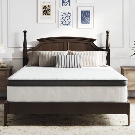 Avenco Whisper 10" Queen Hybrid Mattress in a Box – Gel Memory Foam & Pocket Coils, Medium Firm Support, Pressure Relief, Cooling Comfort