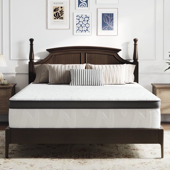 Avenco Whisper 10" Queen Hybrid Mattress in a Box – Gel Memory Foam & Pocket Coils, Medium Firm Support, Pressure Relief, Cooling Comfort