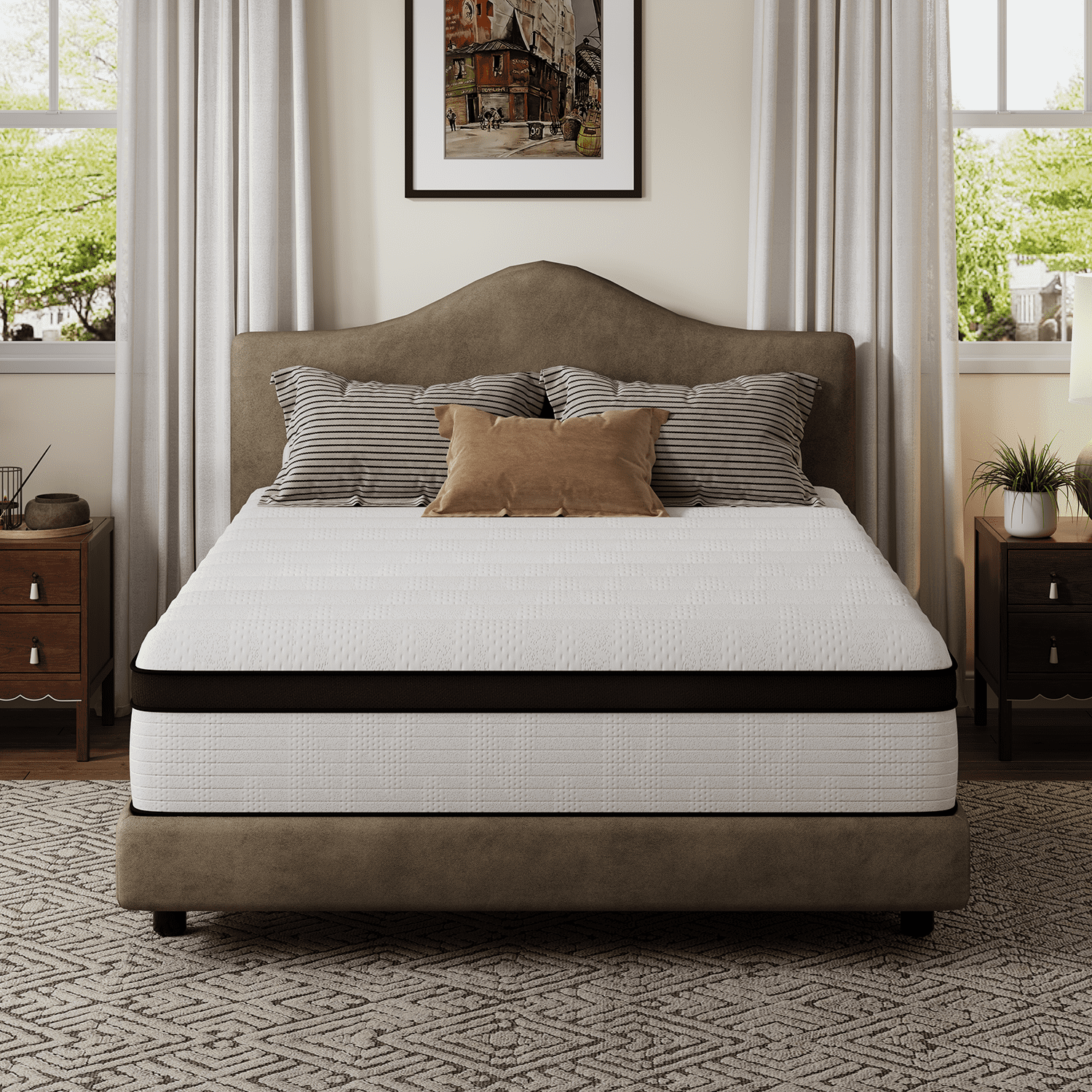 Avenco Whisper 12" King Hybrid Mattress in a Box – Gel Memory Foam & Pocket Coils, Medium Firm Support, Pressure Relief, Cooling Comfort