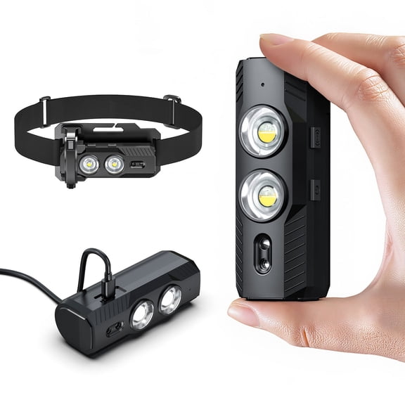 Noviqu 2-Pack Rechargeable LED Headlamp & Magnetic Flashlight, 1800 Lumens, Motion Sensor, 5 Modes, USB-C Work Light for Camping and Auto Repair