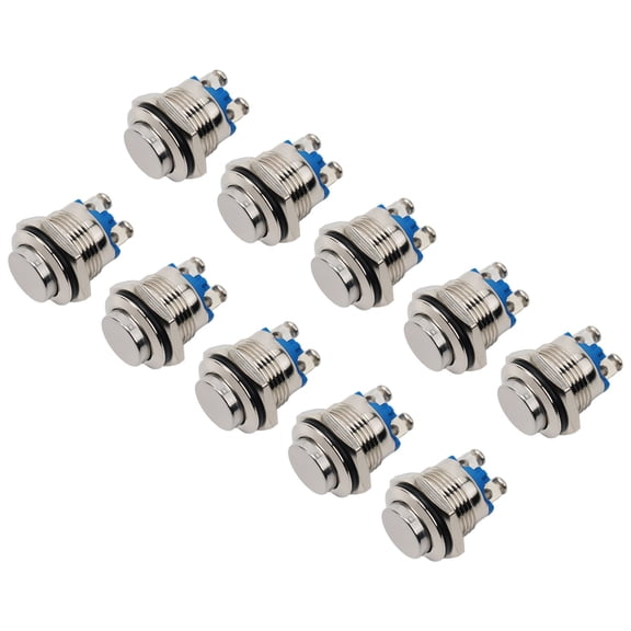 Novixy 10 Pack 16mm Metal Momentary Push Button Switch 12V-220V IP66 Waterproof NO Start Stop for PC Power Control Circuit