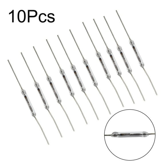 Novixy 10-Pack 2x14mm Normally Open Reed Switch, Glass Magnetic Sensor for IoT Projects, 10W 100VDC 0.5A, Compact Design for Limited Spaces