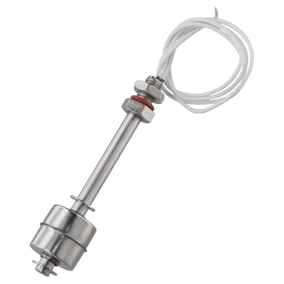 Novixy 100mm Vertical Water Level Sensor, Stainless Steel Float Switch with Reversible NO/NC Contact for Tank Liquid Level Control and Alarm, 0.5A Rating