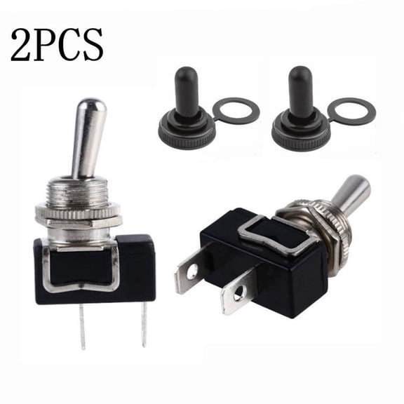 Novixy 12V 10A Marine Toggle Switch with Rubber Cover, Waterproof Tact Switch for Boat Rocker Applications, Silver Contacts Spade Terminals, Fits 12.5mm Hole, 2 Pack