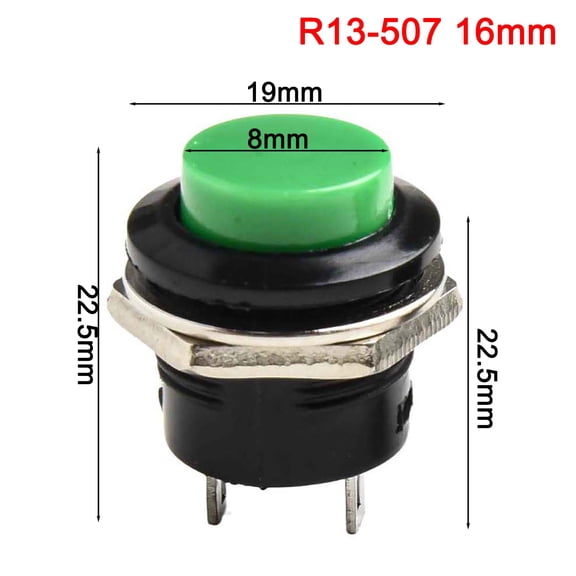 Novixy 12V 16mm Marine Grade Waterproof Momentary Push Button Switch, IP67 Metal Round Start Ignition Switch for Car Boat Automotive, Green