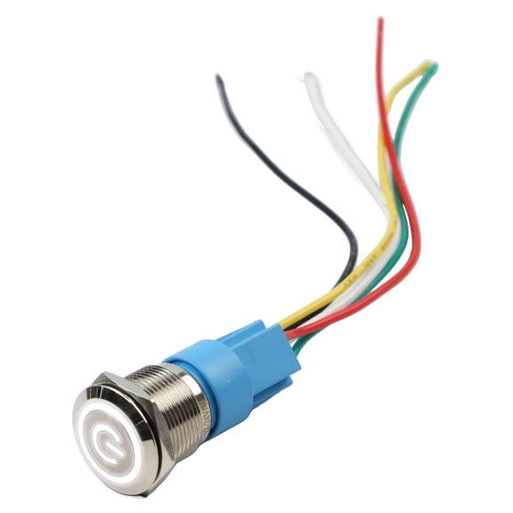 Novixy 19mm Metal Push Button Switch with LED, Self-Locking Latching Power Switch, IP66 Waterproof 12-24V 4A Stainless Steel Momentary Switch for Car Marine Boat