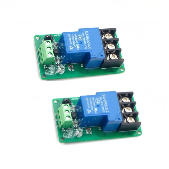 Novixy 2-Pack 1-Channel High/Low Level Trigger Relay Module, 30A 5V/12V/24V Automation Control with Optocoupler Isolation for Arduino PLC
