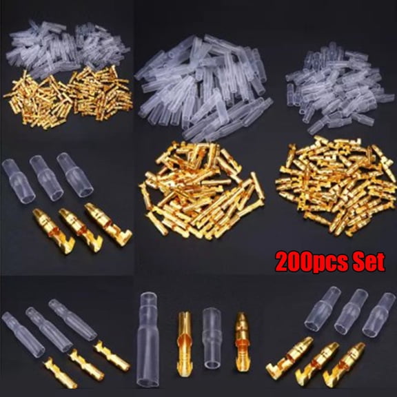 Novixy 200PCS 3.9mm Bullet Connectors Male Female Terminals Kit Brass Wire Crimp Set with Insulator Covers for Car Motorcycle Marine Wiring Projects