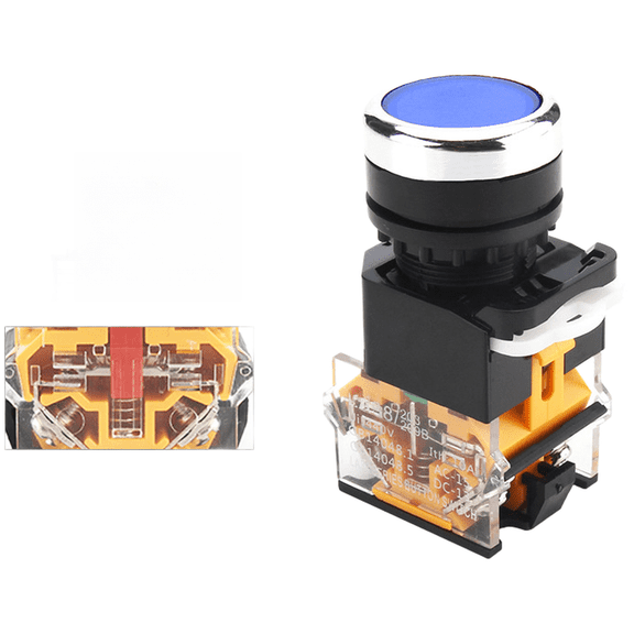 Novixy 22mm Push Button Switch Self-Resetting Momentary Switch 10A 6 Colors ABS Industrial Control Panel Switch Red Green Yellow Blue White Black