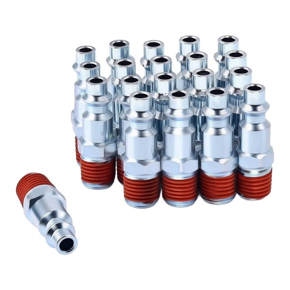 Novixy 30-Pack 1/4 Inch NPT Male Pneumatic Fitting, Galvanized Steel Air Connector with Pre-Applied Sealant, 300 PSI Industrial Quick Connect for Compressor, Spray Gun and Nailers