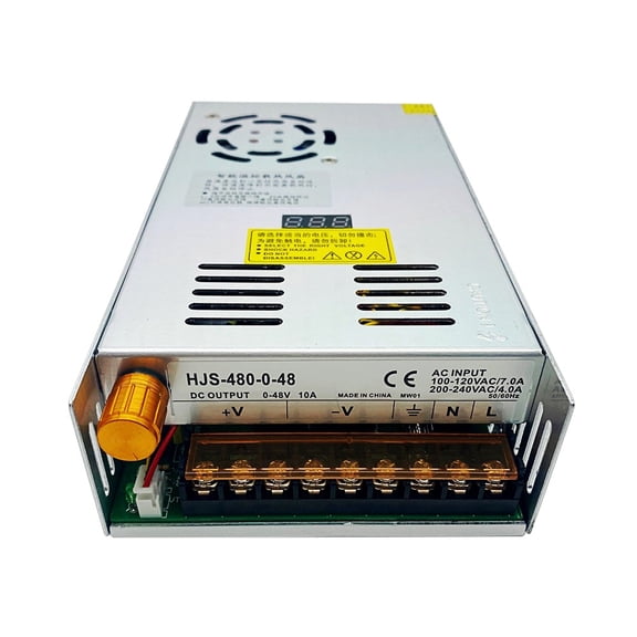 Novixy Adjustable DC Power Supply 0-48V 10A 480W Regulated Switching Transformer with Digital Display, Aluminum Shell for LED Industrial Lab Equipment