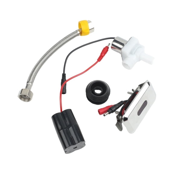 Novixy Automatic Toilet Flush Valve with Infrared, DC Smart Water Saving Urinal Flusher Kit, Adjustable Sensing Range for Bathroom Restroom, Silver, Black, 30-100cm, 6V