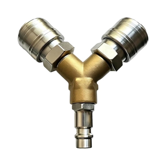 Novixy Brass Compressed Air Distributor Switch with 2 Quick Couplers, 1/4" NPT Pneumatic Y-Type Fitting for Air Compressor Tools and Gas Systems