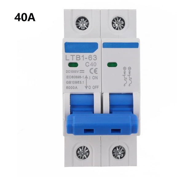 Novixy DC Circuit Breaker 1000V 40A 2P Solar PV Disconnect Switch for DIN Rail, Magnetic Arc Extinction Isolator for Marine RV Battery System
