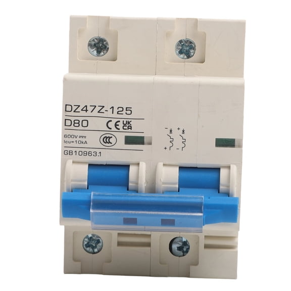Novixy DC Circuit Breaker 2 Pole for Solar PV System, Miniature MCB Switch for Battery Protection and Power Distribution, 600V, 125A, 100A, 80A