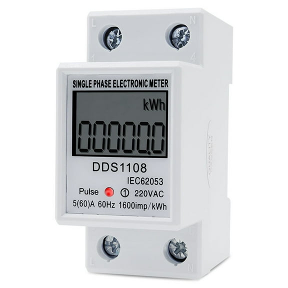 Novixy DDS1108 Single Phase Energy Meter AC 220V 60A DIN Rail Electricity Meter with LCD Display, Non-Volatile Memory for Industrial and Commercial Use