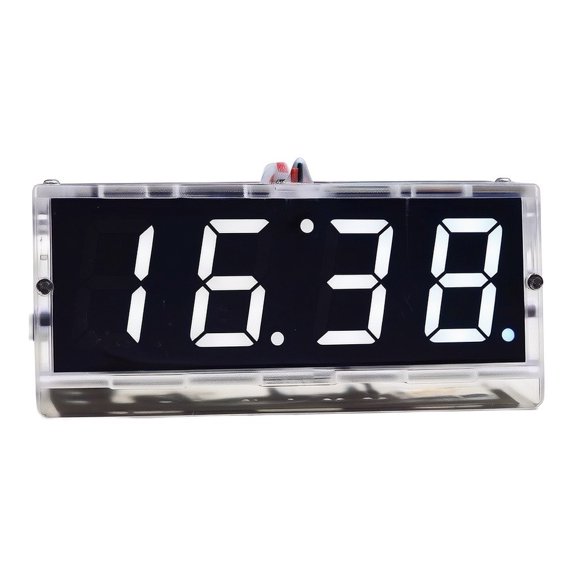 Novixy DIY 4-Digit LED Clock Kit with Transparent Case, Automatic Brightness & Alarm, Electronic Soldering Project for Beginners