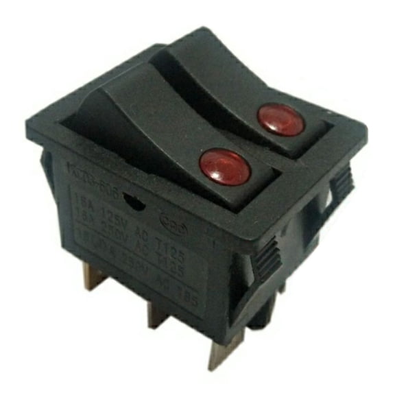 Novixy Double Light Rocker Switch 6 Pin 16A 125V 250V, ON-Off Button with Indicator Lights for Home Boat Marine Electrical Control, Black
