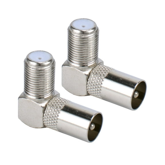 Novixy F Female to RF Male Adapter 90 Degree Right Angle Connector, Zinc Alloy F Type Jack to TV Antenna Coaxial Plug for Satellite Set top Box Cable Connection, 2 Pack