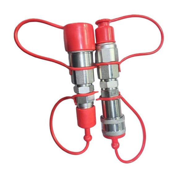 Novixy Flat Face Hydraulic Quick Coupler 1/2 Inch ISO16028 ISO7241-A, 35MPa High Pressure Plastic & Nickel-Plated Copper Connector for Agricultural Machinery (Red and Gray, 2 Pack)