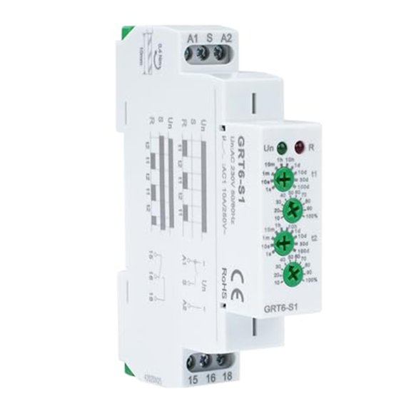 Novixy GRT6-S1 Cyclic Time Delay Relay 0.1s-100 Days Repeat Cycle Timer Switch 1SPDT 10A DIN Rail for Industrial Automation