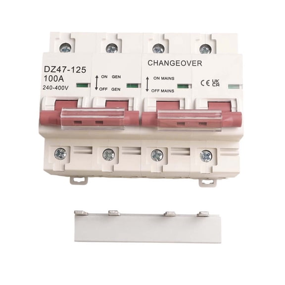 Novixy Generator Changeover Switch Single Phase Manual Transfer Switch DIN Rail Mount for Home Backup Power System, White, 125A, 240-400V