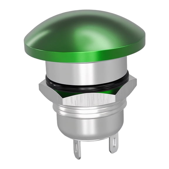 Novixy Green Mushroom Head Push Button Switch 22mm Panel Mount, IP65 Waterproof Momentary NO On/Off, Aluminum Alloy 250V 5A for Industrial Control